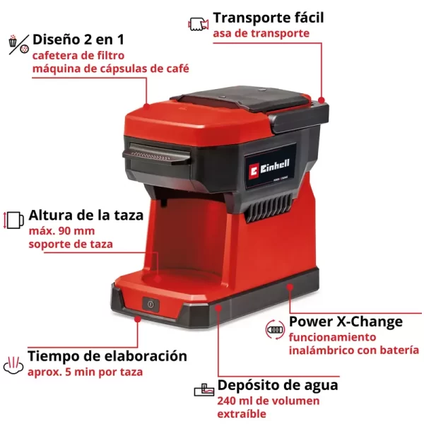 Cafetera Inalambrica Te-cf 18 Li - Solo Einhell + Kit 4.0ah (4609990) - Imagen 9