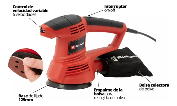 Lijadora Roto Orbital Eléctrica Einhell 380w. Tc-rs 38 E (4462165) - Imagen 4