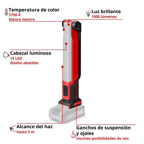 Linterna Inalámbrica Einhell Te-cl 18/1000 S Li + Kit 4.0 (4514180) - Imagen 11