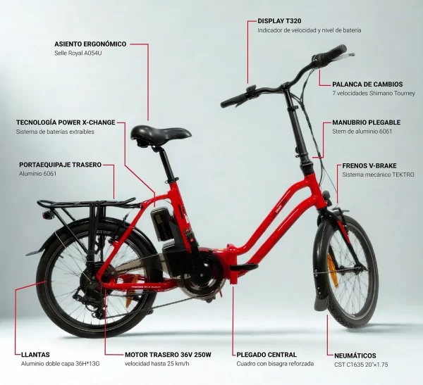 Bicicleta Eléctrica Plegable Einhell Verocraft Foldy-e S/bateria - Imagen 2