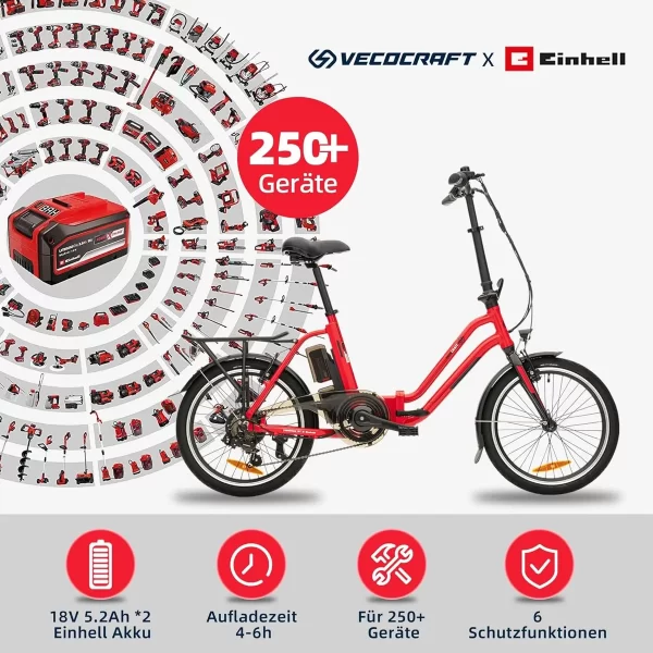 Bicicleta Eléctrica Plegable Einhell Verocraft Foldy-e S/bateria - Imagen 5
